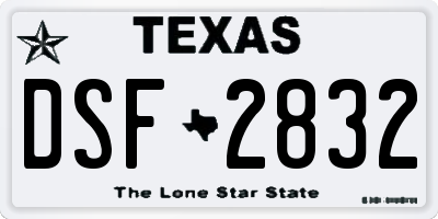 TX license plate DSF2832