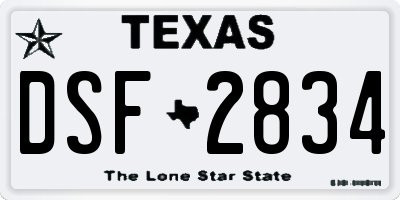 TX license plate DSF2834