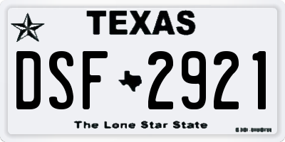 TX license plate DSF2921