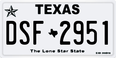 TX license plate DSF2951