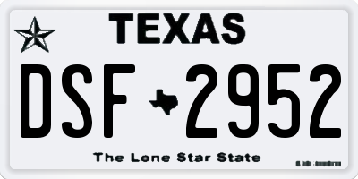 TX license plate DSF2952