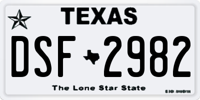 TX license plate DSF2982