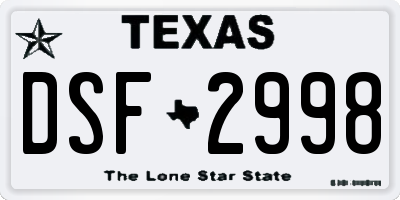 TX license plate DSF2998