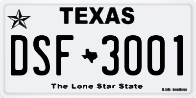 TX license plate DSF3001