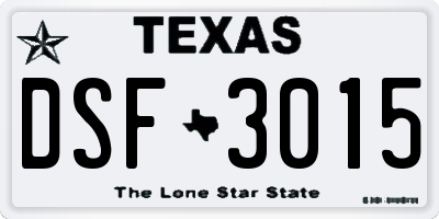 TX license plate DSF3015