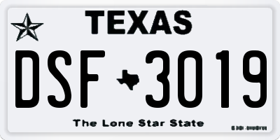 TX license plate DSF3019