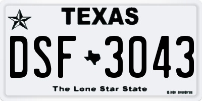 TX license plate DSF3043