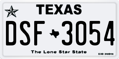 TX license plate DSF3054