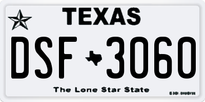 TX license plate DSF3060