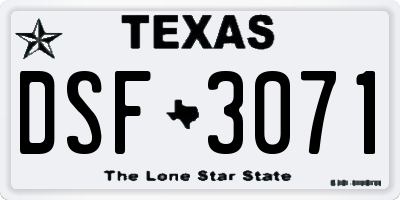 TX license plate DSF3071