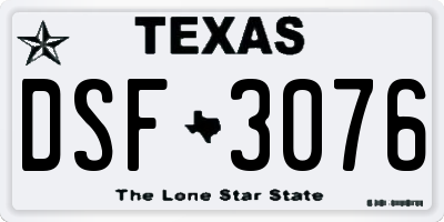 TX license plate DSF3076