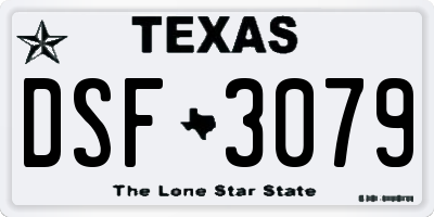 TX license plate DSF3079