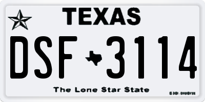 TX license plate DSF3114