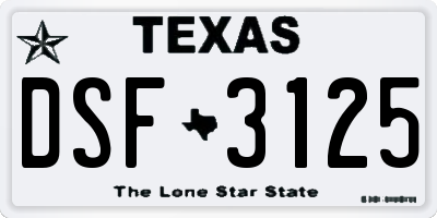 TX license plate DSF3125