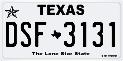 TX license plate DSF3131