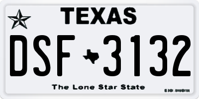 TX license plate DSF3132