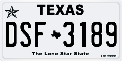 TX license plate DSF3189