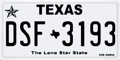 TX license plate DSF3193