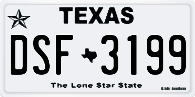 TX license plate DSF3199