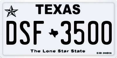 TX license plate DSF3500