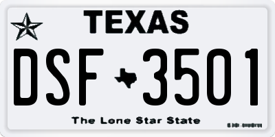 TX license plate DSF3501