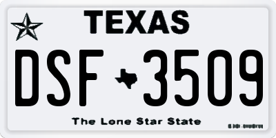 TX license plate DSF3509