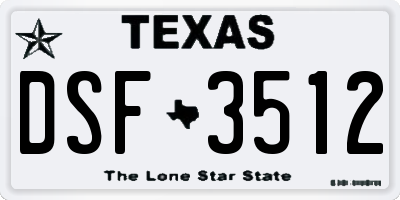 TX license plate DSF3512