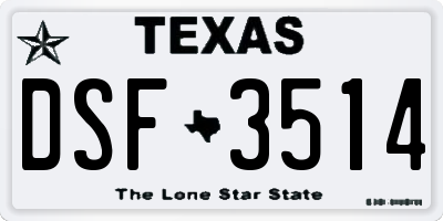 TX license plate DSF3514