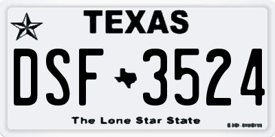 TX license plate DSF3524