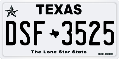 TX license plate DSF3525