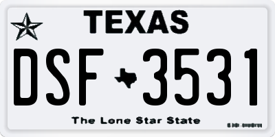 TX license plate DSF3531