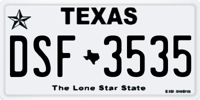 TX license plate DSF3535