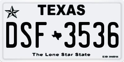 TX license plate DSF3536