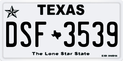 TX license plate DSF3539