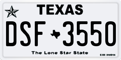 TX license plate DSF3550