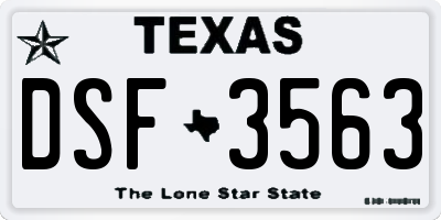 TX license plate DSF3563