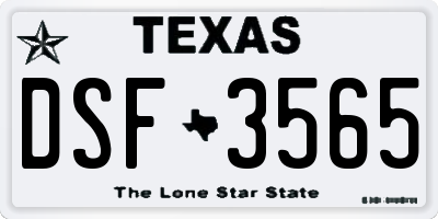 TX license plate DSF3565