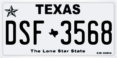 TX license plate DSF3568