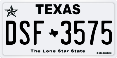 TX license plate DSF3575