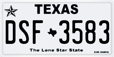 TX license plate DSF3583