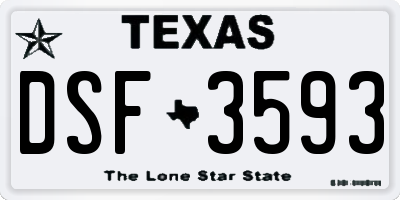 TX license plate DSF3593