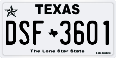 TX license plate DSF3601