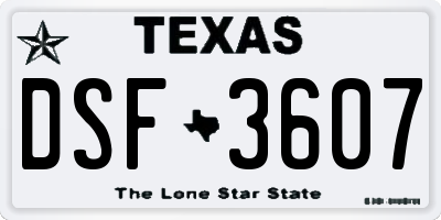 TX license plate DSF3607