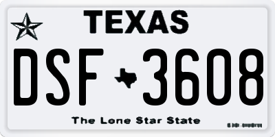 TX license plate DSF3608