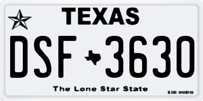 TX license plate DSF3630