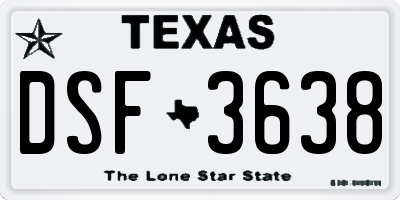 TX license plate DSF3638