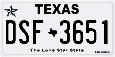 TX license plate DSF3651