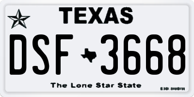 TX license plate DSF3668