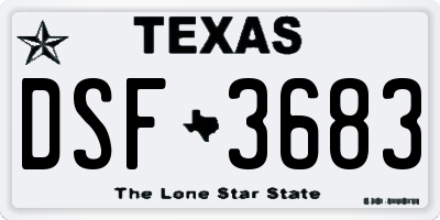 TX license plate DSF3683