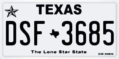 TX license plate DSF3685